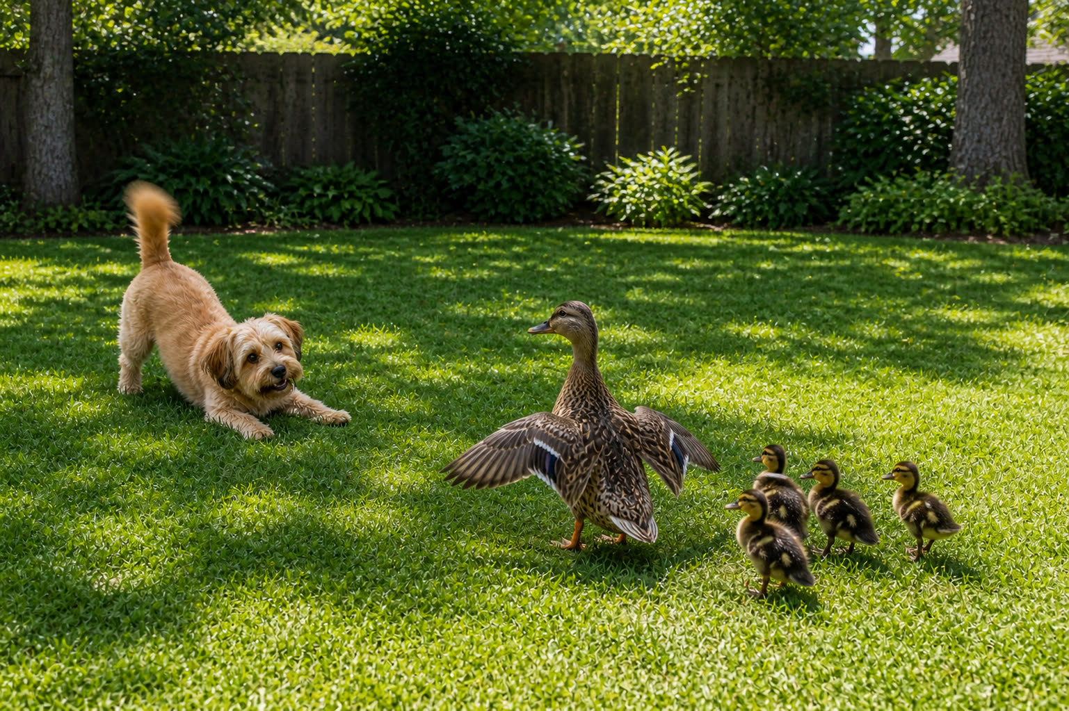 Momma Duck was never a fan, but the ducklings were always Biscuit's pals